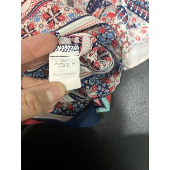 Fig and Flower Womens Top XL Multicolor Flutter Sleeve Paisley Patchwork Boho - Picture 7 of 7